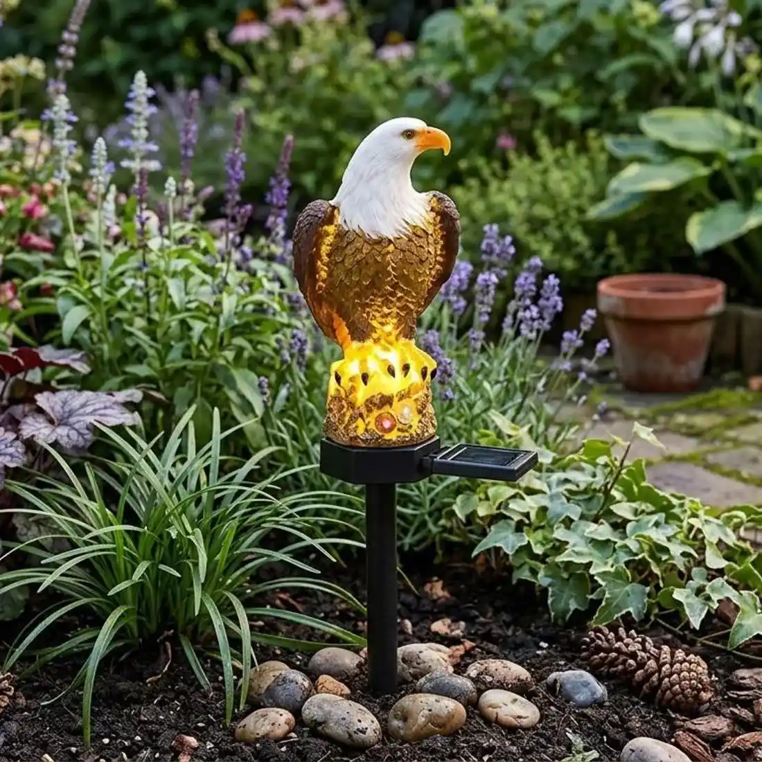 Solar Bald Eagle Garden Stake Light Patriotic Yard Decor